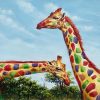 Giraffes With Colorful Skin paint by numbers