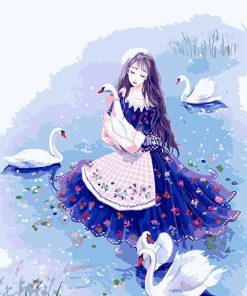 Girl Accompanying The Swan paint by numbers