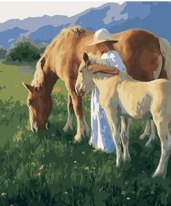 Girl Among Horses paint by numbers
