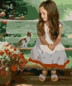 Girl And Her Cat paint by numbers