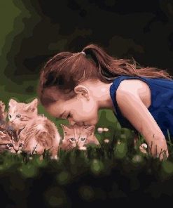 Girl And Her Cats Baby paint by numbers
