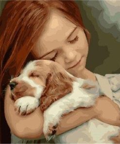 Girl And Her Puppy paint by numbers