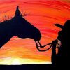 Girl And Horse Silhouette paint by numbers