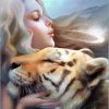 Girl And Tiger Love paint by numbers