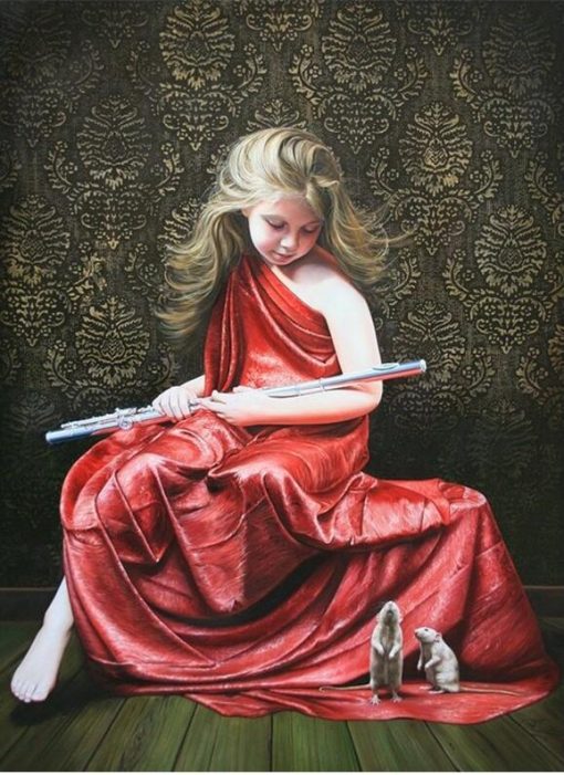 Girl Flute Player paint by numbers