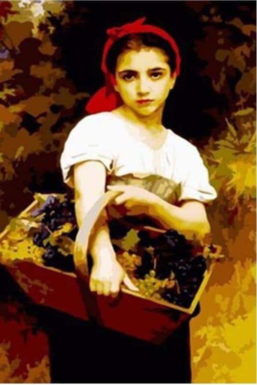 Girl Picking Fruits paint by numbers