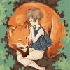 Girl Sleeps on a Fox paint by numbers