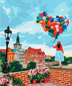 Girl balloons in Seville paint by numbers