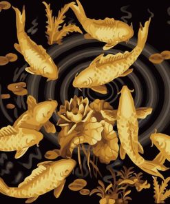 Golden Koi Fishes paint by numbers