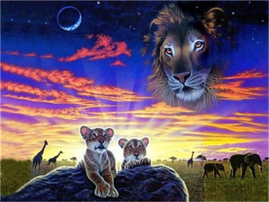 Lion Watch His Cubs paint by numbers