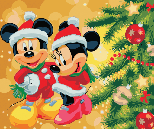 Mickey And Minnie Christmas paint by numbers