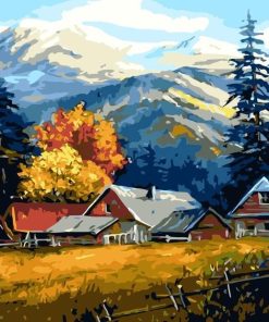 Mountain farm paint by numbers