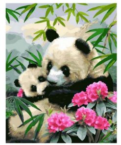 Panda With flowers paint by numbers