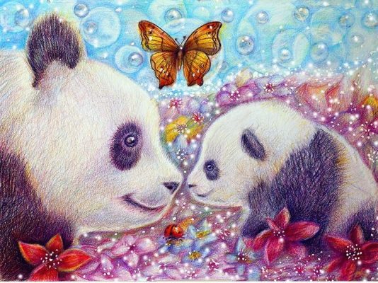 Panda and Butterfly paint by numbers