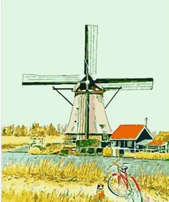 Pastoral Windmill paint by numbers