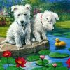 Pups on a Lake paint by numbers