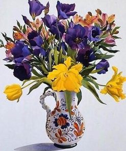 Purple and Yellow Flowers In A Jug paint by numbers