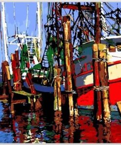 Boat Landscape Acrylic Paint - DIY Paint By Numbers - Numeral Paint
