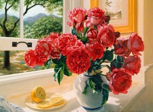 Red Peony Flowers paint by numbers