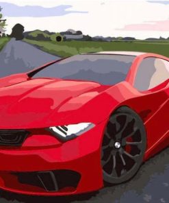 Red Sport Car paint by numbers