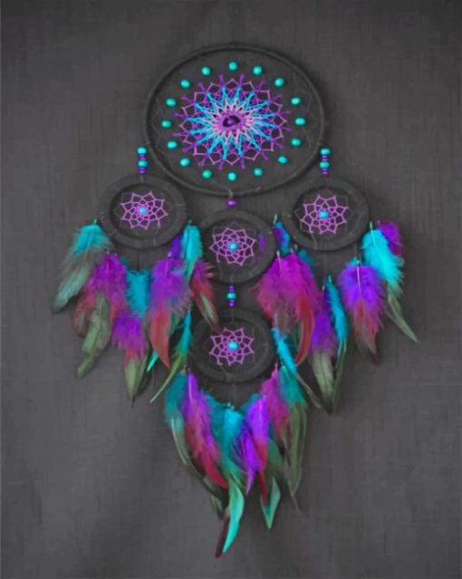 Black And Purple Dream Catcher paint by numbers