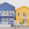 Blue Yellow Houses Aveiro Portugal paint by numbers