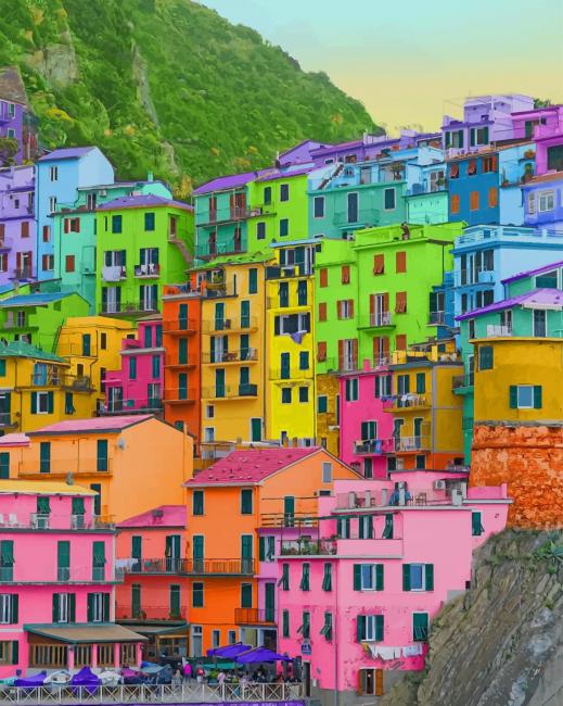 Colorful Buildings Italy paint by numbers
