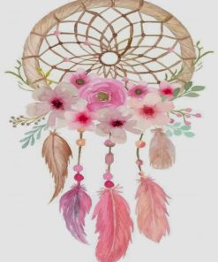 Floral Pink Dream Catcher paint by numbers