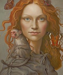 Ginger Girl With Monkey paint by numbers