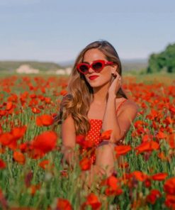 Girl In Poppy Field paint by numbers