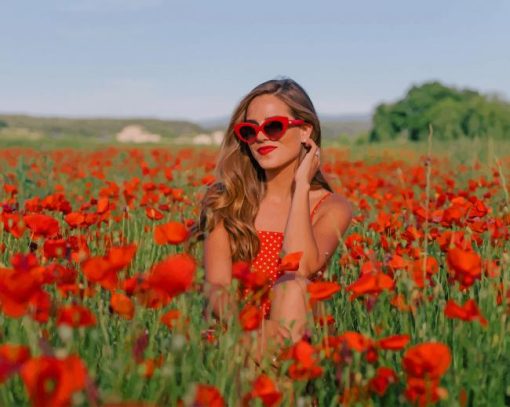 Girl In Poppy Field paint by numbers