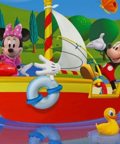 Mickey And Minnie On Boat paint by numbers