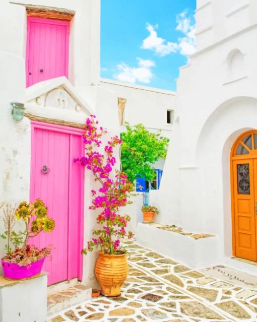 Pink Door Greece paint by numbers