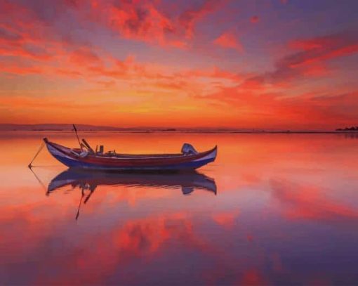 Portugal Sea Sunset Boat paint by numbers