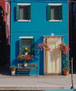 Aesthetic Blue House paint by numbers