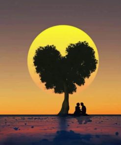 Heart Tree Silhouette paint by numbers