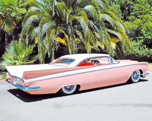 Pink Buick Car paint by numbers