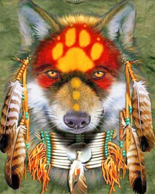 Amerindian Wolf paint by numbers