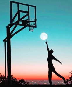 Basketball Moon Silhouette paint by numbers