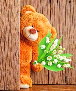 Bear Holding Flowers paint by numbers