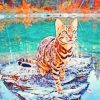 Bengal Cat On Lake Rock paint by numbers