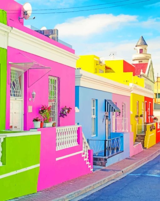 Colored Buildings paint by numbers