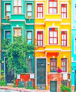 Colorful Houses paint by numbers