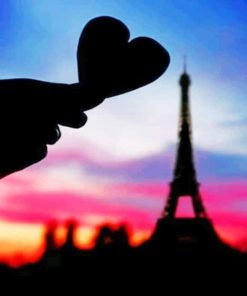 Eiffel Tower And Heart Silhouette paint by numbers
