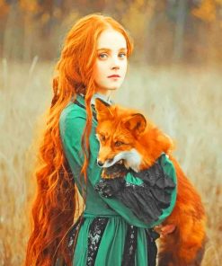 Ginger Girl With Fox paint by numbers