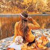 Girl Enjoying Autumn View paint by numbers