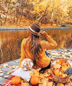 Girl Enjoying Autumn View paint by numbers