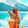 Lady And Cat In Yoho National Park Of Canada paint by numbers