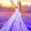 Long Dress Girl In Lavender Field paint by numbers