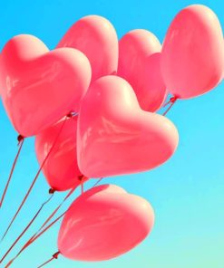 Pink Heart Balloons paint by numbers